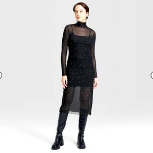 Rhinestone Mesh Bodycon Dress [NEVER WORN]